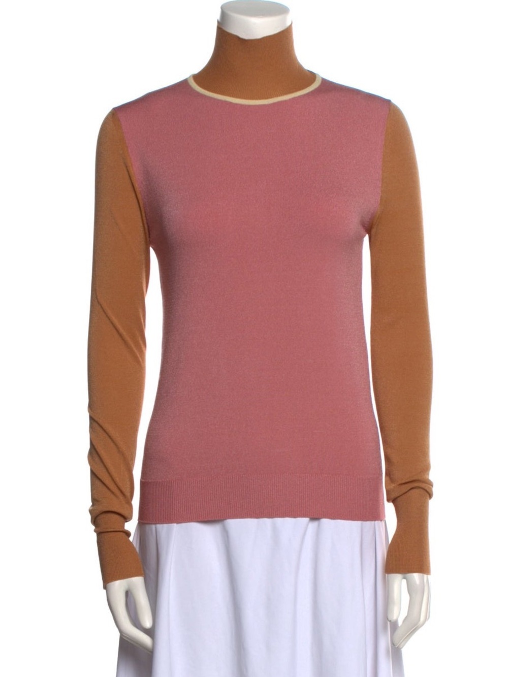Roksanda Colorblock Pattern Turtleneck Sweater Medium Pink